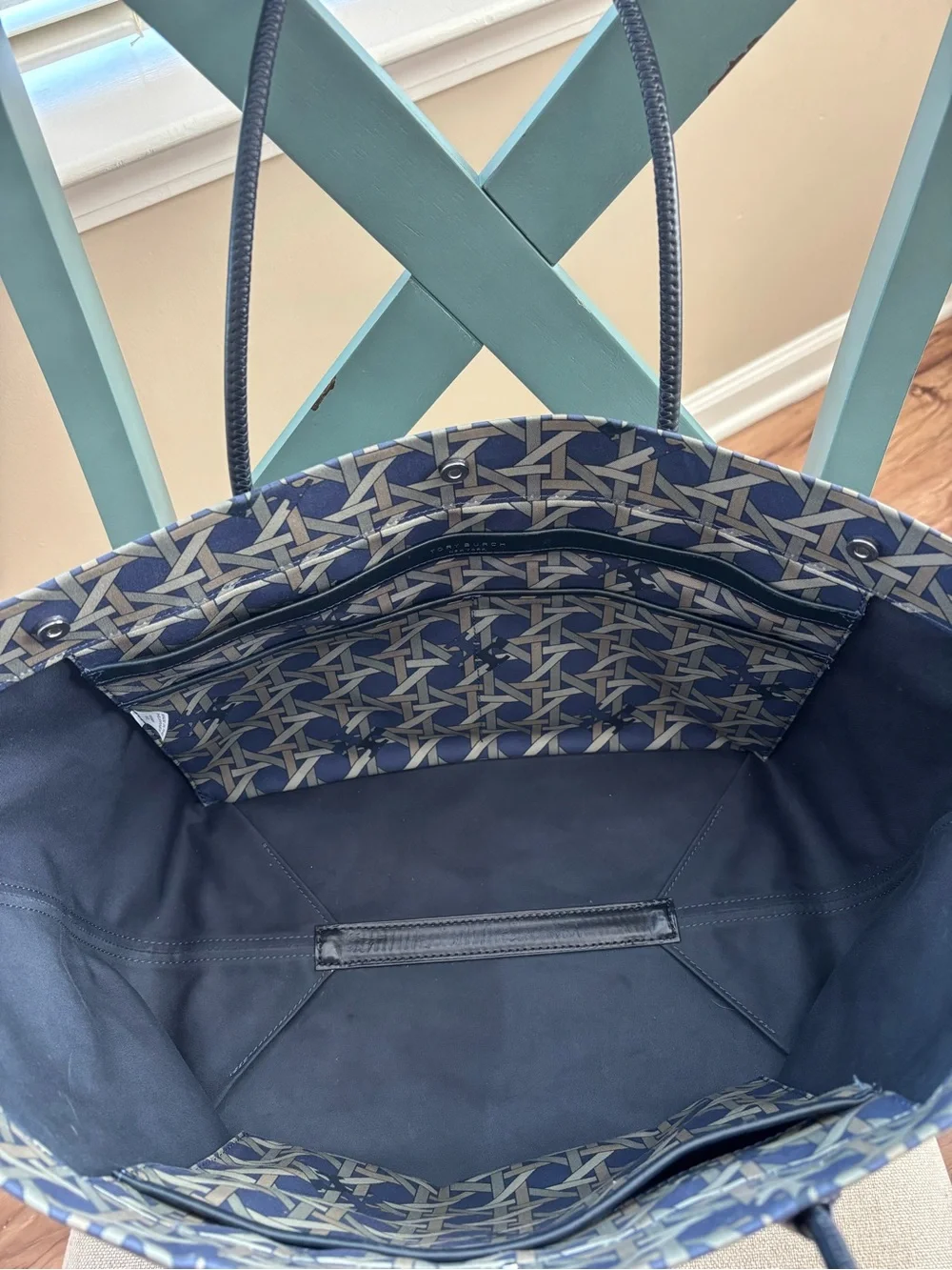 Tory Burch Canvas Basketweave Tote